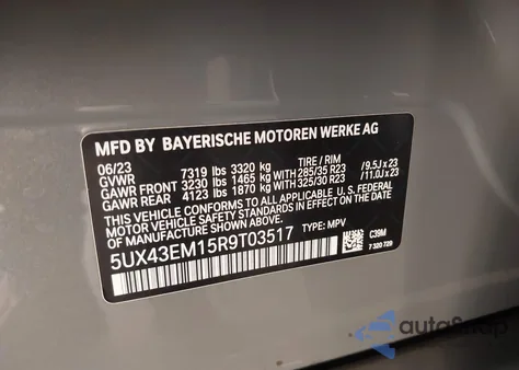 2024 BMW Alpina Xb7 z USA, uszkodzony, nr VIN 5UX43EM15R9T03517